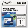 Brother TZe Adhesive Laminated Labeling Tape, 0.94x26.2 ft, Black on White TZE251